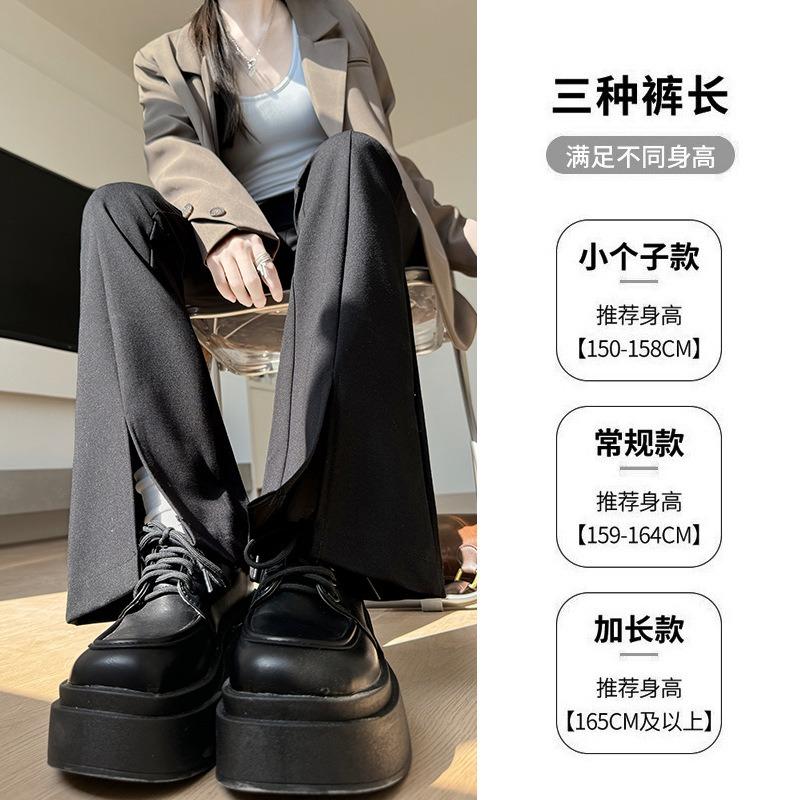 Black Split-ended Micro-flared Pants Women's Spring and Autumn New Elastic Slim-fitting Wide-leg Pants Small Horseshoe Pants