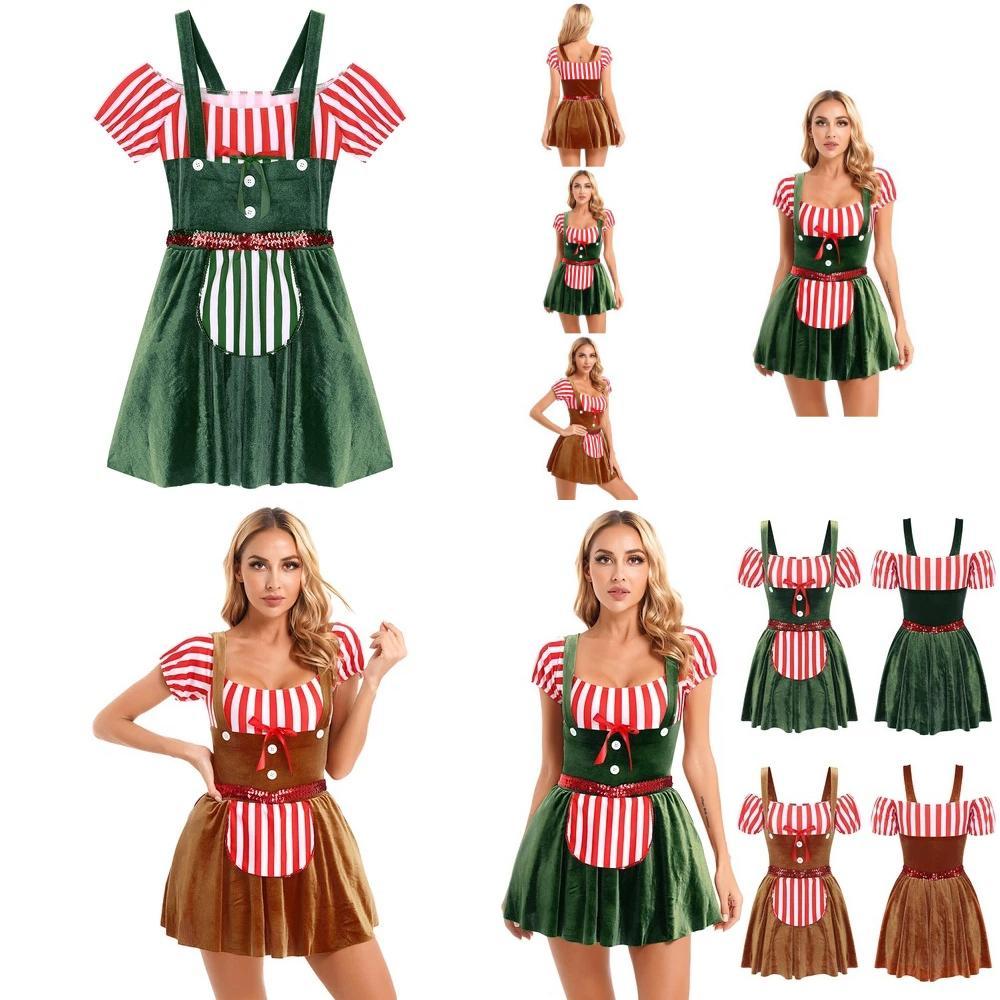 Womens Christmas Costume With Polyester Spandex Bright Color Block Stage Wear For Holiday Nightclub Events