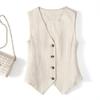 Women's Slim V-Neck Linen Bolero Tank Top - Summer Sleeveless Vest