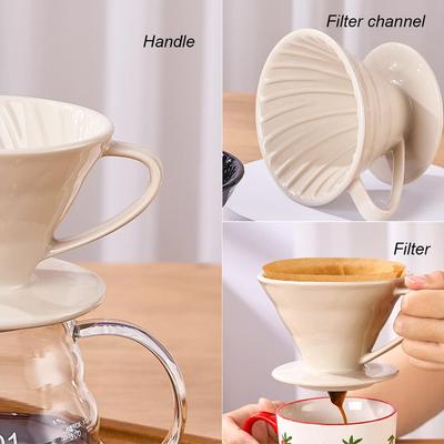 4 Pieces Pour Over Coffee Maker Set - Include Glass Pot & 100pcs Paper Filter & Ceramic Pour Over Coffee Dripper & Coffee Spoon