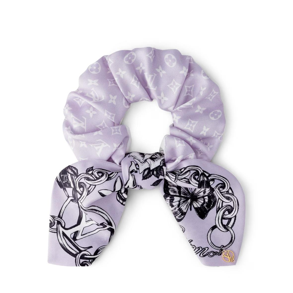 

Louis Vuitton Butterfly Pattern Silk Hair Tie Women accessories Purple M96859 Box+Shopping Bag