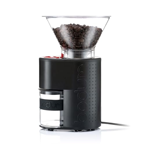 

BODUM Bistro Electric Coffee Grinder, Black, Conical Burr, Prevents Uneven Grinding, Anti-Static, Quiet Operation, Adjustable Grind Size [Authentic Pr