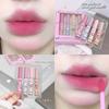 4-Pack Pink Cat Mist Lip Mud Set Nude Matte Lip Makeup Silky Texture Easy to Color Lip Glaze Lipstick