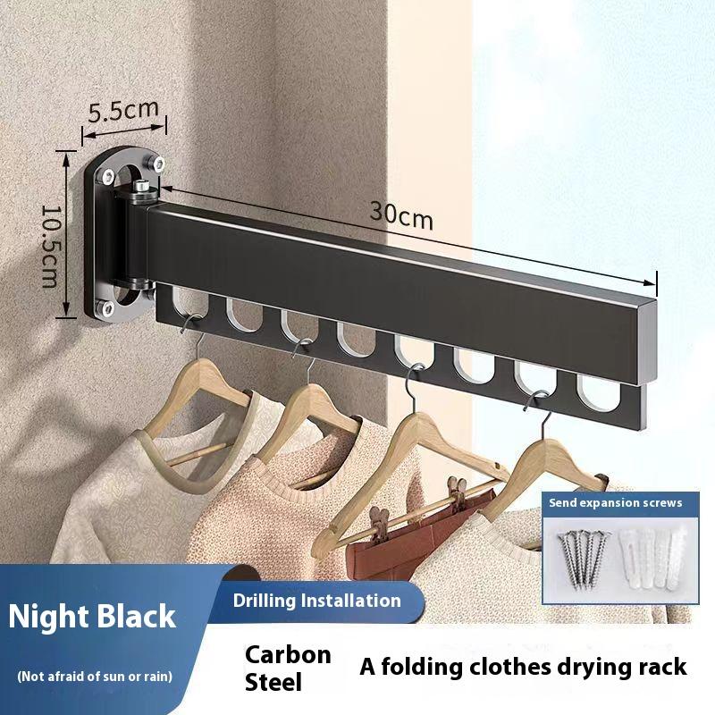 

Foldable Drying Rack No Drilling Wall Mounted Invisible Retractable Clothes Drying Rod Space Saving Balcony Home Use 30cm