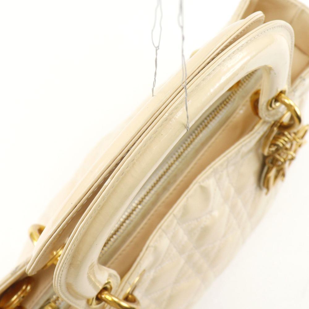 Dior Lady Dior Handbag Canage cream enamel Women Used