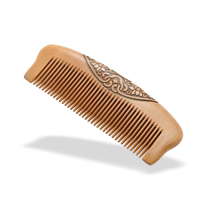 Natural Peach Wood Comb for Family Use, Fluffy Design