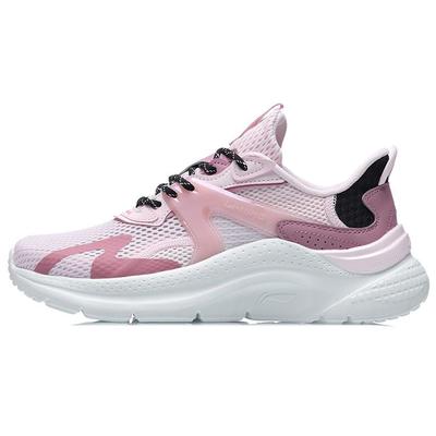 Li Ning Flow Cloud Non-Slip Wear-Resistant Low-Top Running Shoes Women Sneaker White Pink AGLR036-2