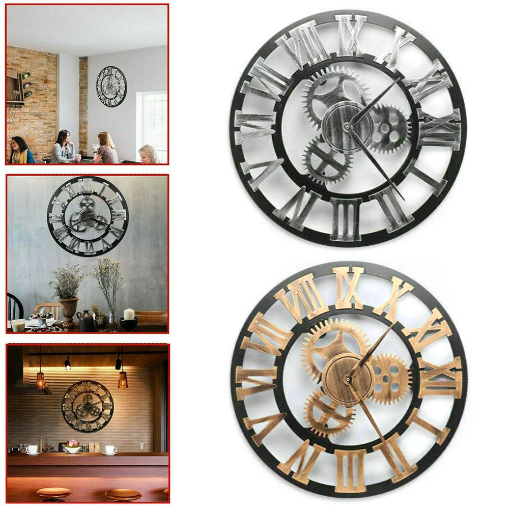 Buy 40 Cm Extra Large Roman Gear Wall Clock Round Numeral Skeleton WallClock Silent Retro