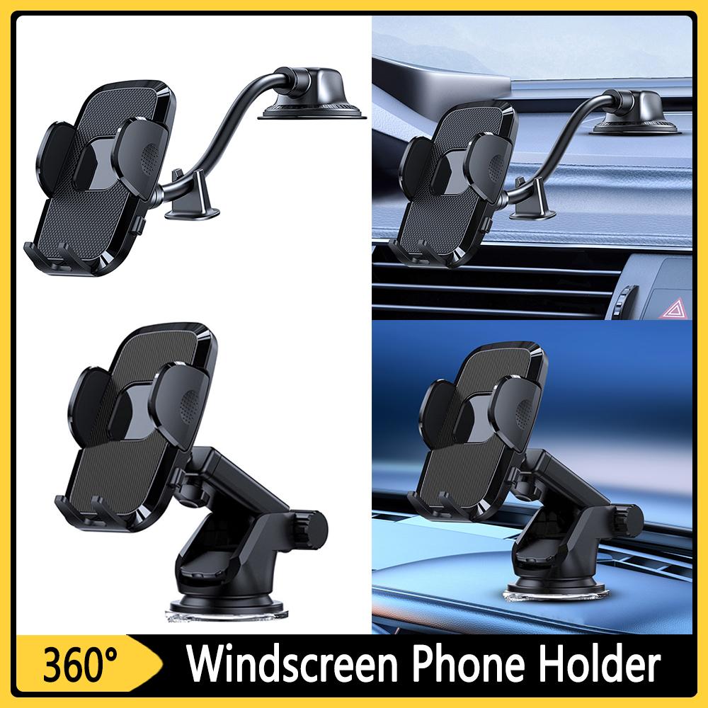 Teleskopowy uchwyt samochodowy na telefon 360° na szybę przednią, deskę rozdzielczą samochodu, przyssawka na szybę, uchwyt samochodowy na telefon o szerokości 5-9 cm
