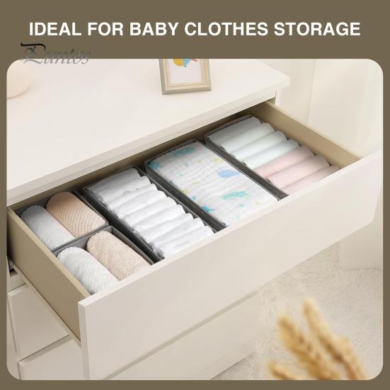 Drawer Organizer Underwear Wardrobe Dividers Storage Boxes Large Capacity Collapsible Clothing Organizers Multiple Compartments Bra Socks Bins Set