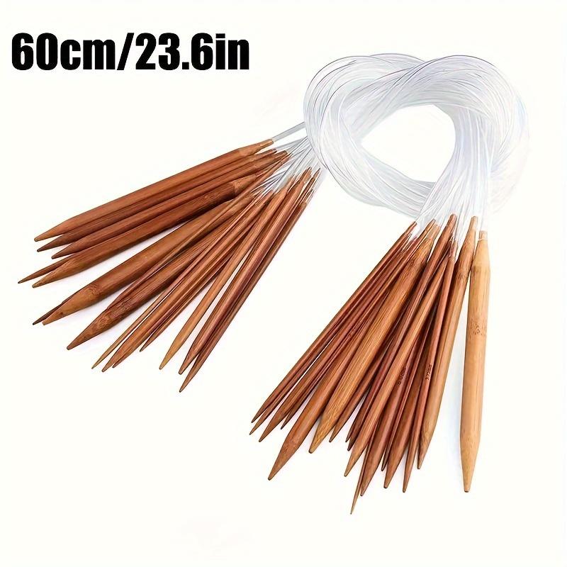 Circular Knitting Needle Set with Smooth Wooden Tip and Transparent Storage Tube -18 Sizes (2mm-10mm)