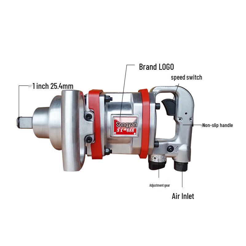 Songyan SY-888 Heavy-Duty 1-inch Pneumatic Impact Wrench CN plug (adapter included)