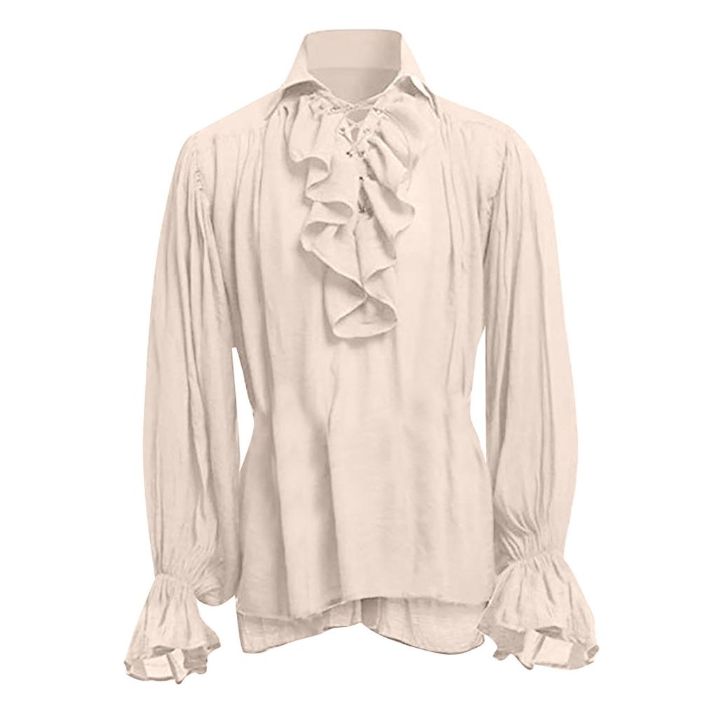 Retro-Performance-Kleidung für Herren, Puffärmel, einfarbig, langärmelig