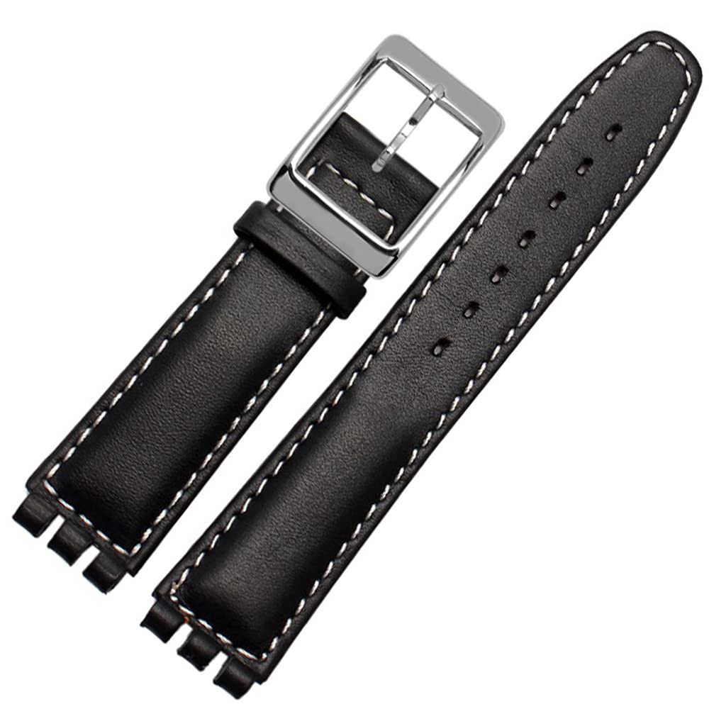

[ZHUOLEI] Ремешок для часов Swatch, ремешок для часов 17 мм 19 мм [3 пружинных стержня + снятие пружинного стержня + специальная коробка в комплекте] (A-Черный (белая нить), 19мм)