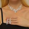 Delicate Claw Chain Leaf Necklace Earrings Set Two-Piece Full Diamond Clavicle Chain Dinner Dress Accessories