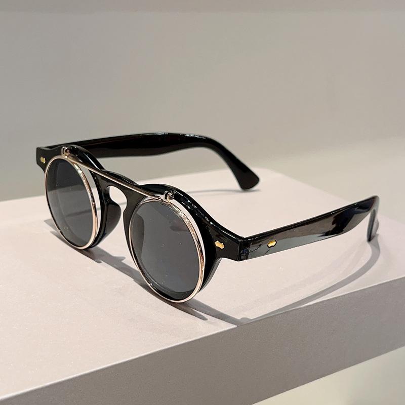 

Неполяризованные Стимпанк Солнцезащитные очки Женские Круглые Очки Гогглы Мужские Боковые Щитки Круглые Линзы Унисекс серый