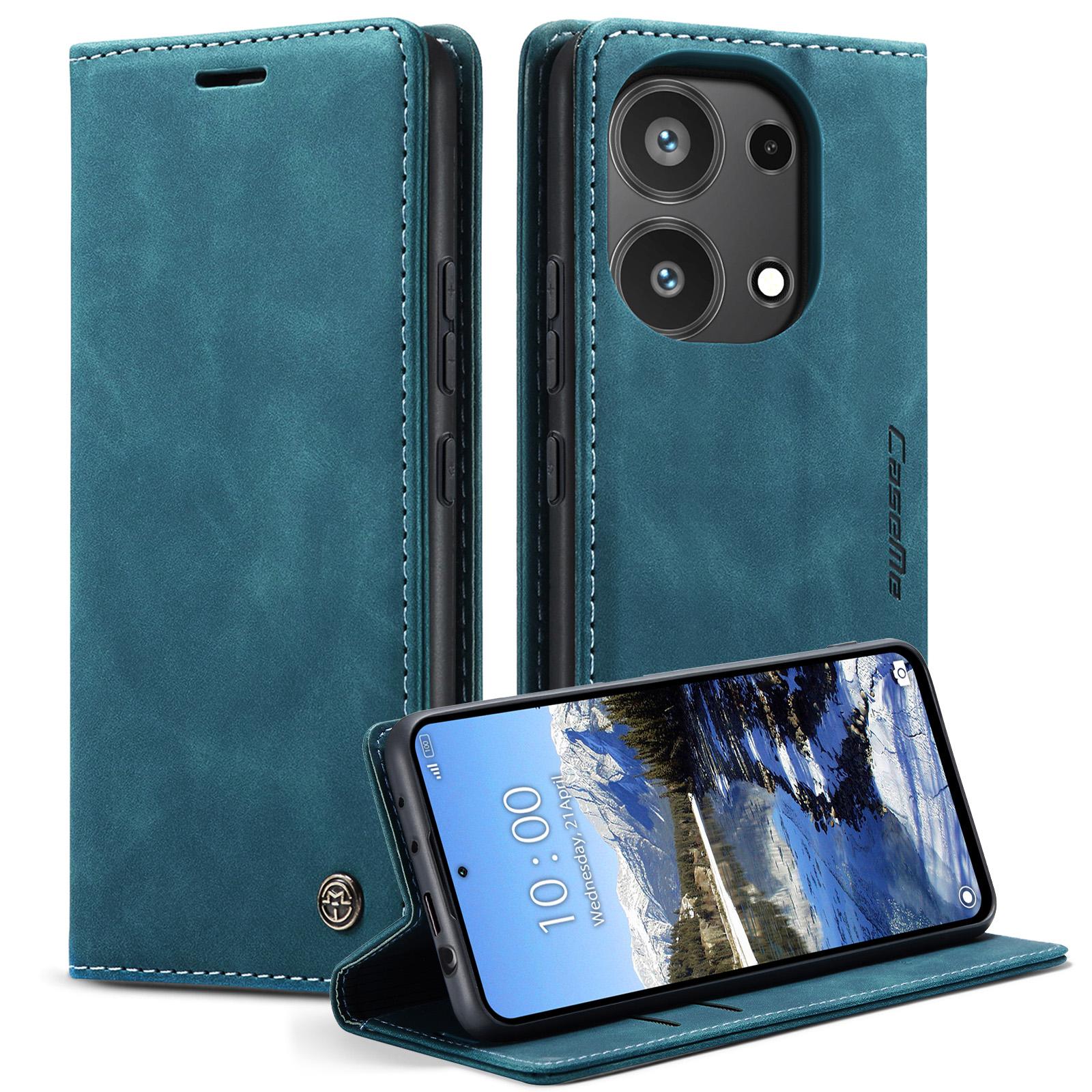 

CASEME 013 Series For Xiaomi Redmi Note 13 Pro 4G/Poco M6 Pro 4G Leather Case Card Holder Phone Cover Blue