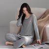 Women's Fall Pajama Set: Long Sleeve & Long Pants with Breast Pads, Modal Fabric, Wear Indoors or Outdoors
