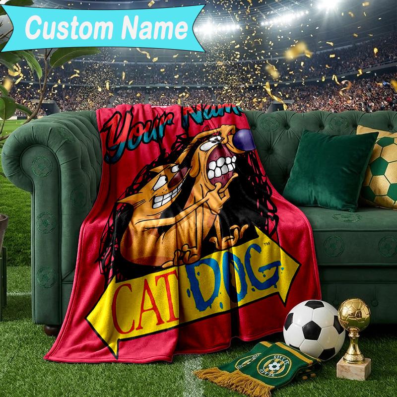 Custom Name Blanket Cat Dog Adventure Blanket Bedding Blanket for Travel, Camping, Living Rooms, Offices, Sofas, Fan Christmas Gift