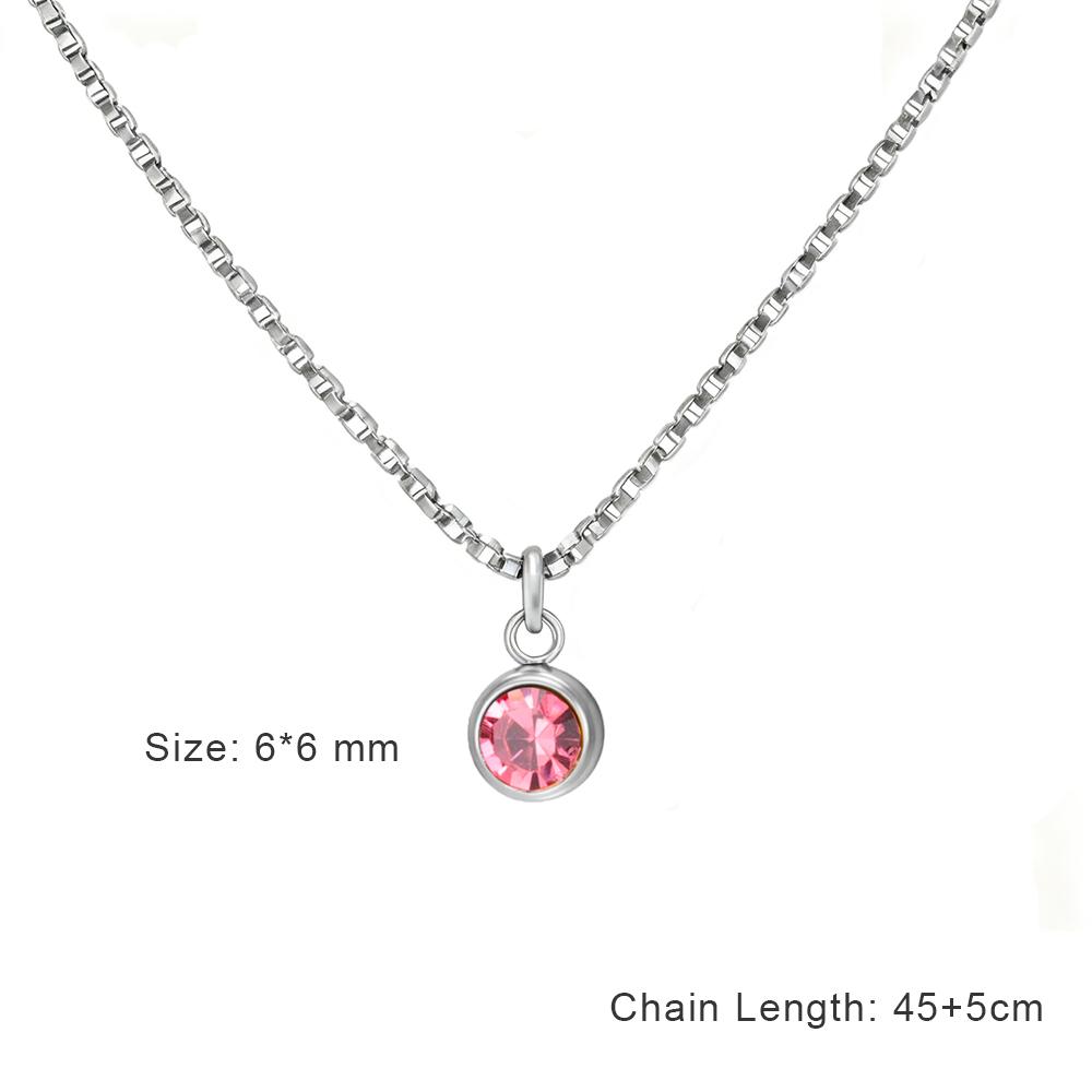 Clear Zircon 12 Month Birthstone Charm Necklace for Women Stainless Steel Thin Box Chain Necklace Jewelry Birthday Gift 2026