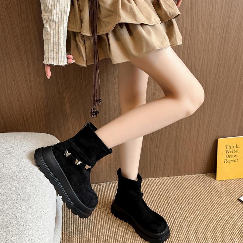 2025 New Style Autumn Winter Thick Bottom Woman Ankle Boot Fashion Platform Ladies Concise Zippers Mordern Short Booties