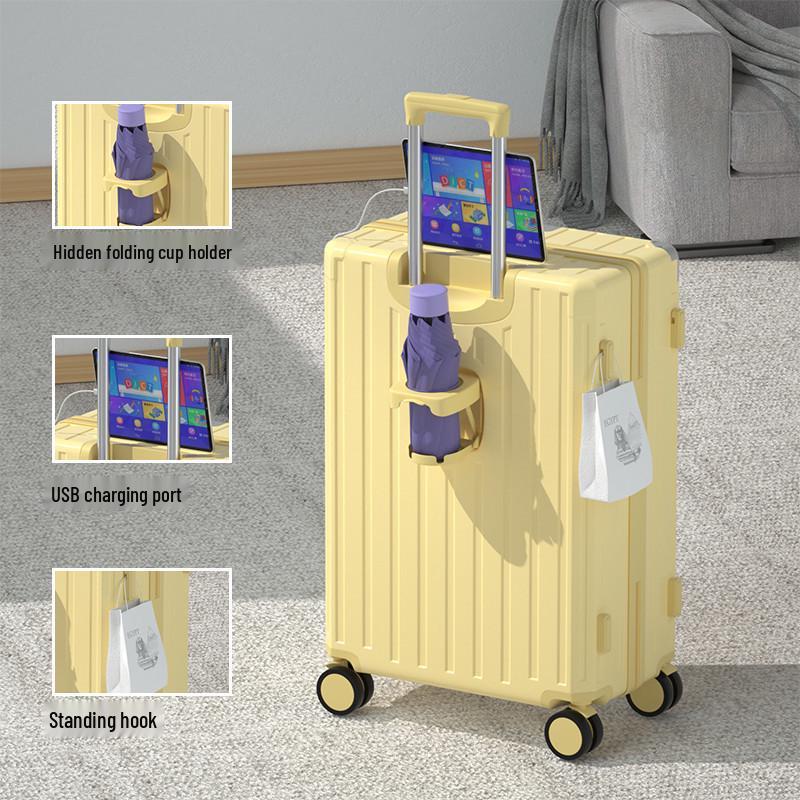 2025 Large Capacity Leather Suitcase with Universal Wheels and Combination Lock