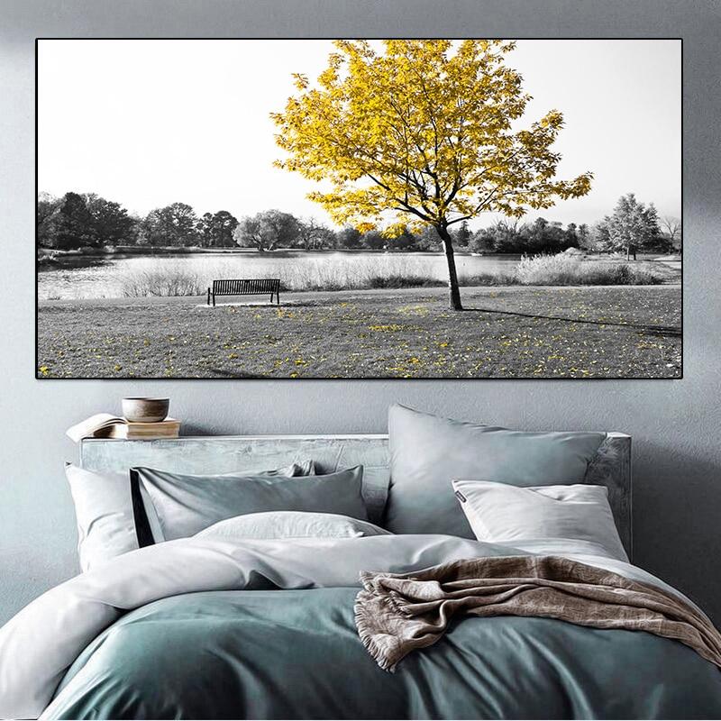 Pintura de flores de paisaje de viento, decoración de arte de la pared, decoración minimalista nórdica, póster, imagen, pintura para decoración del hogar y sala de estar