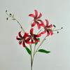 Faux Lily Flower Long Stem Artificial Lily Branch with 4 Bloom Heads And Leaves Real Touch Lilium Flower for Wedding Party Home Decor