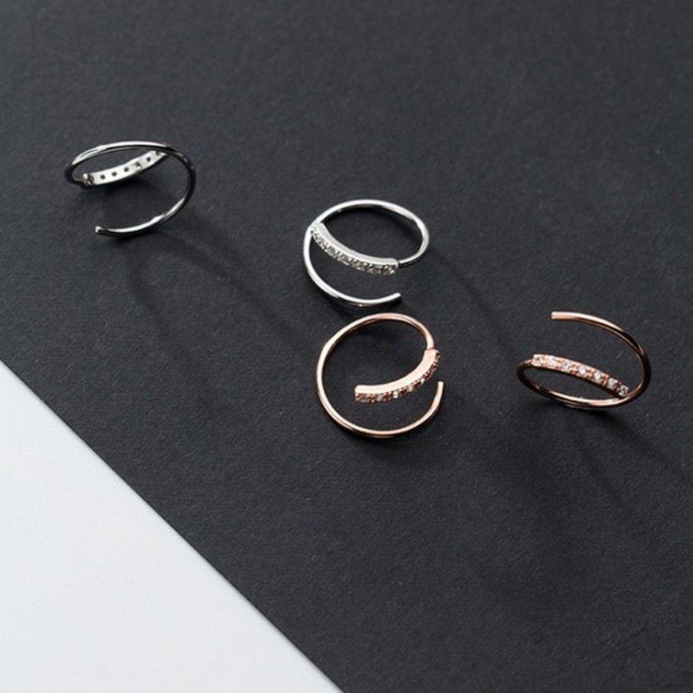 Hermosa:J E072 925 Silver Earrings Rose Gold Cubic Mini Hoop Earrings