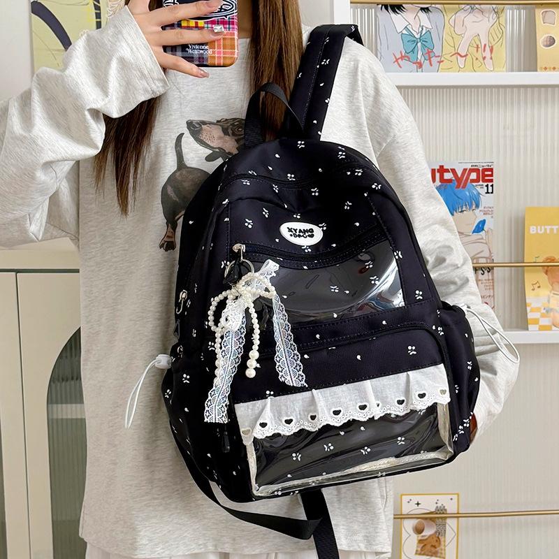 Schoolbag female cartoon print backpack burden reduction female students large capacity cute lightweight schoolbag junior high school backpack