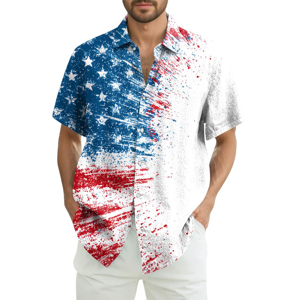 Men's Casual Short-Sleeve Collared Shirt