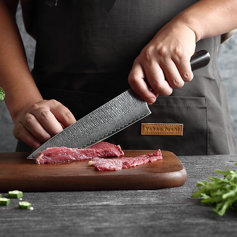 8 Inch Chef Knife 67-Layers Damascus Steel 10Cr15Mov Blade Cleaver Meat Slicing Sashimi Japanese Kitchen Knives Ebony Handle