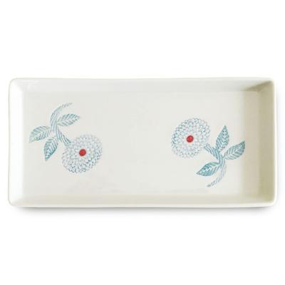 Long Yakitori Plate Hasami Ware Made In Japan 27x13x2cm Dahlia Blue J-kitchens /172516