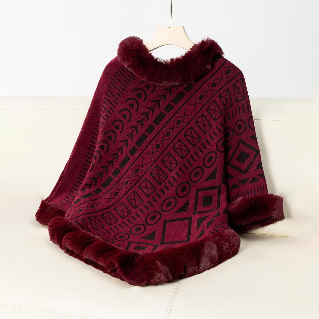 Damenmode Kragen Set Kopf Farbe Leopard Print Strick Cape Lose Pullover Schal