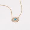 Huitan Hip-hop Blue Evil Eye Pendant Necklace Gold Color Chain for Women Cool Girls Neck Accessories Rock Party Necklace