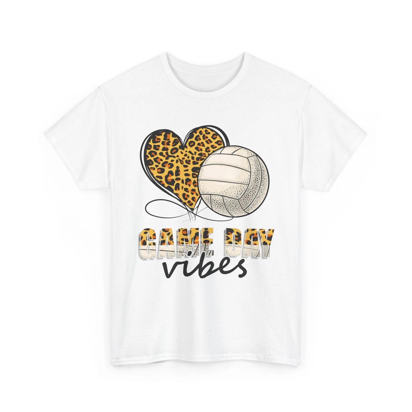 Volleyball T shirt, Game Day Vibes Volleyball Player Sports Fans Leopard Shirt M