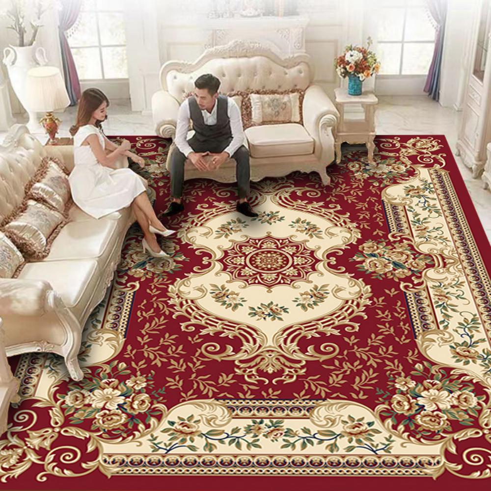 Luxusní perský červeno-modrý tištěný koberec pro dekoraci obývacího pokoje, koberec pod pohovku, měkký koberec k posteli, KUCHYŇSKÝ stůl, protiskluzová podložka na podlahu, podložka do chodby