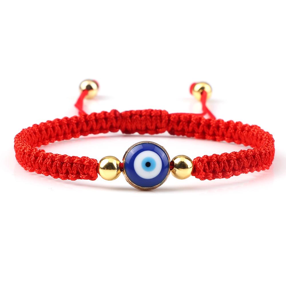 Ethnic Pearl & Evil Eye Cartoon Friendship Bracelet - Handmade Woven String