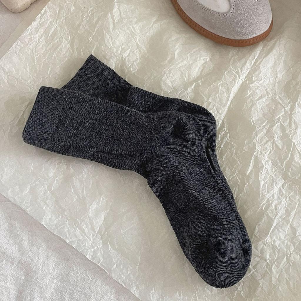 Love Hollow Summer Thin Socks Solid Color College Style Socks Versatile Casual Boneless Socks