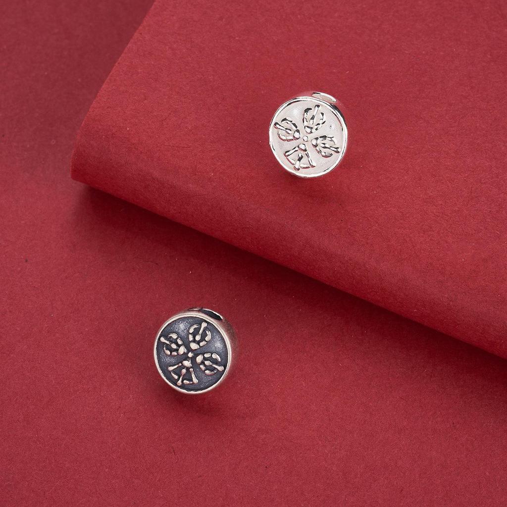 S925 Sterling Silver Tibetan Cross Vajra Cloud Beads: DIY Charms for Bracelets & Necklaces