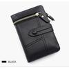 Short women's wallet, leather zipper card bag, trendy change bag.