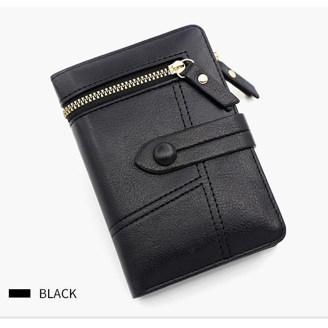 Short women's wallet, leather zipper card bag, trendy change bag.