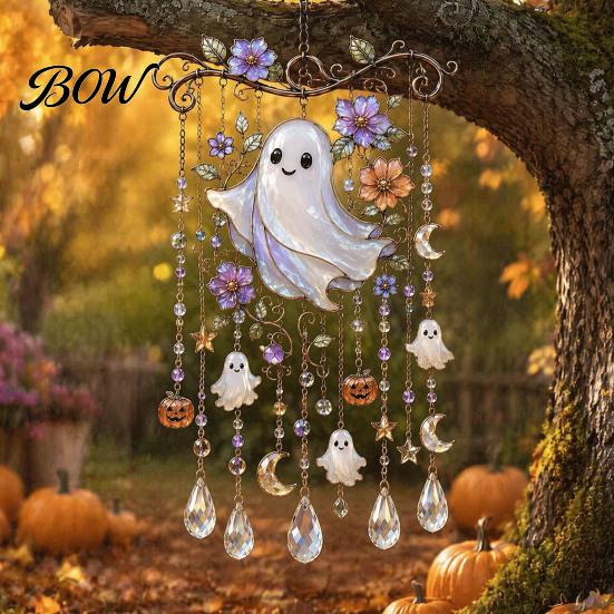 Autumn Garden Decorations for Yard Halloween Acrylic Wind Chime Pendant, Crystal Suncatcher Hanging Ornaments, Decorative Festive Party Supplies