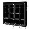 67" Clothes Closet Portable Wardrobe Clothes Storage Rack 12 Shelves 4 Side Pockets Black