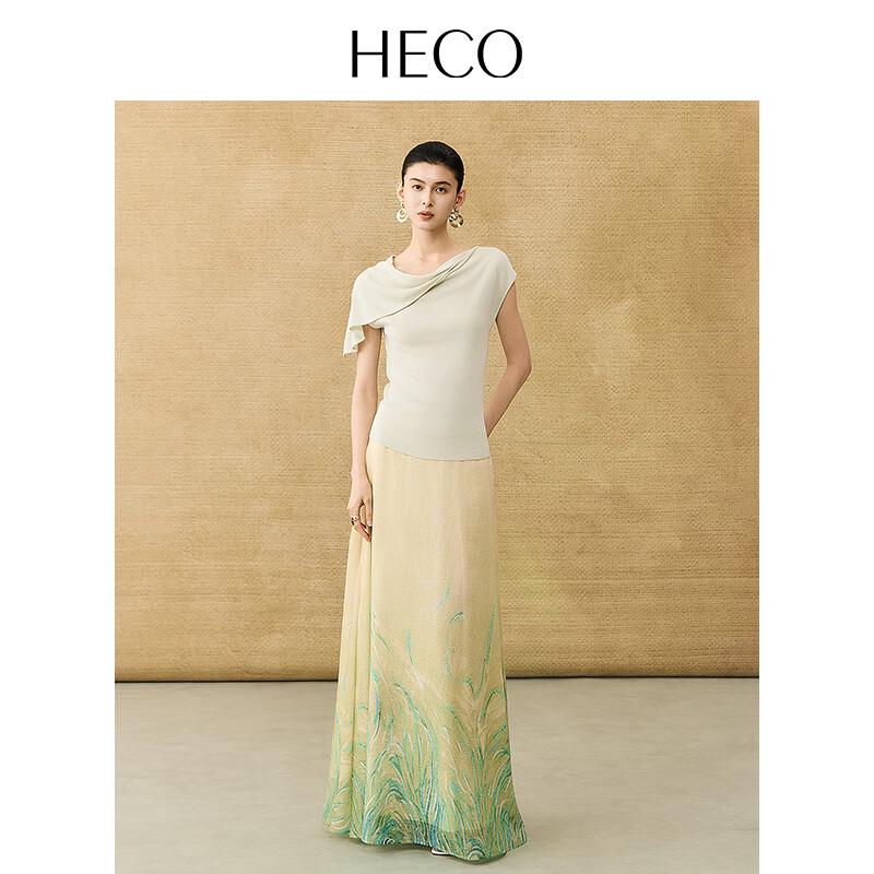 HECO Lingyu 2025 New Chinese Style Lyocell Knit Short Sleeve T-shirt
