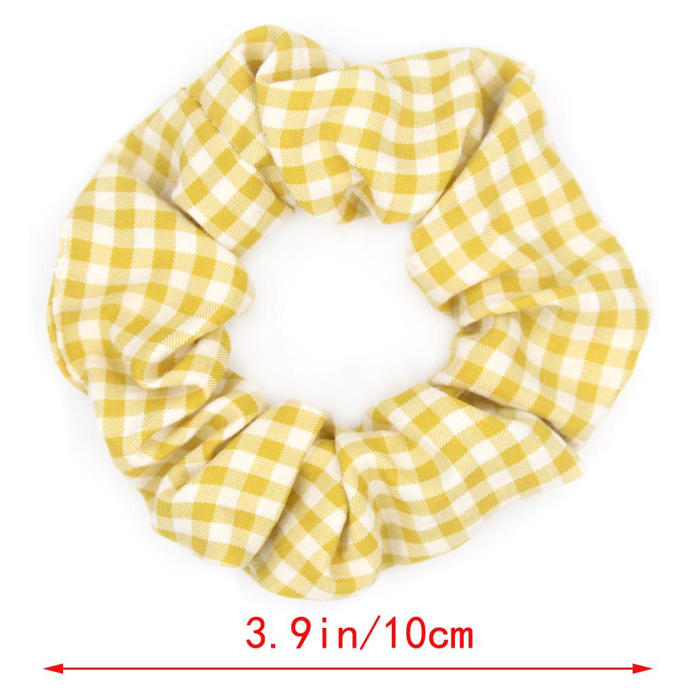 Classic Plaid Fabric Scrunchies: 8 Colors Girls' Hair Ties & Rubber Bands
