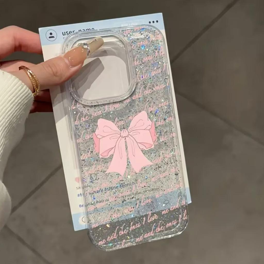 Glitter IMD pink bow for iPhone11 Apple 11ProMax mobile phone case 11/11 European and American Epoxy