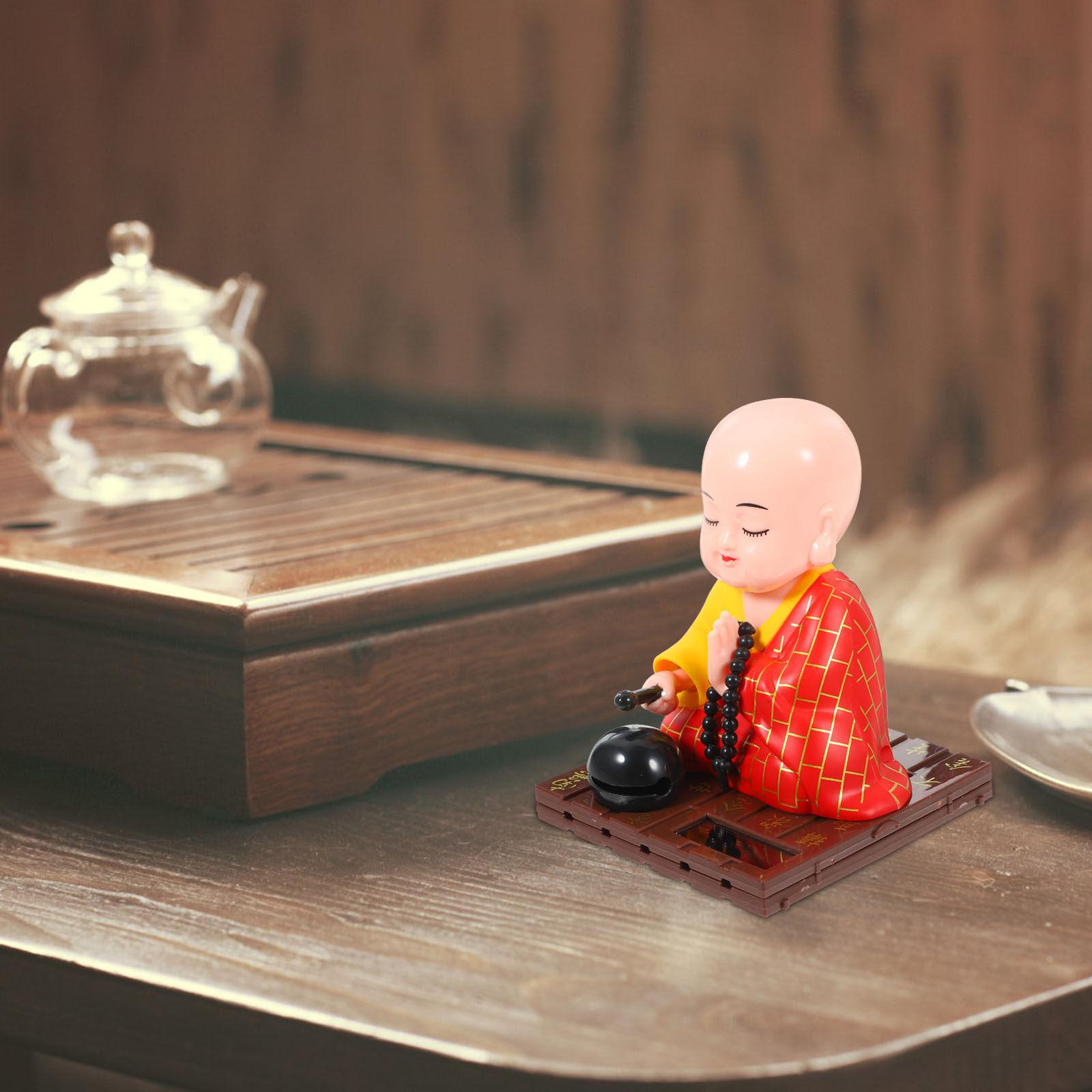 

Solar Powered Zen Monk Sculpture Premium Material Shaking Head Desktop Car Decoration Buddhist Ornament Swinging Hands Knocking China Mainland