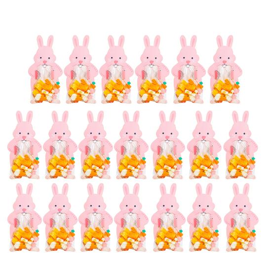 Easter Bunny Paper Card Candy Bag Cute Rabbit Chocolate Cookie Holder Packaging Bag for Easter Birthday Party Candy Dessert Wrapping Supplies