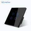 LangYeao EU UK 1/2/3/4 Gang Tuya WiFi Smart Switch Light Alexa Voice Control Touch Glass Wall Wireless No/With Neutral Wire